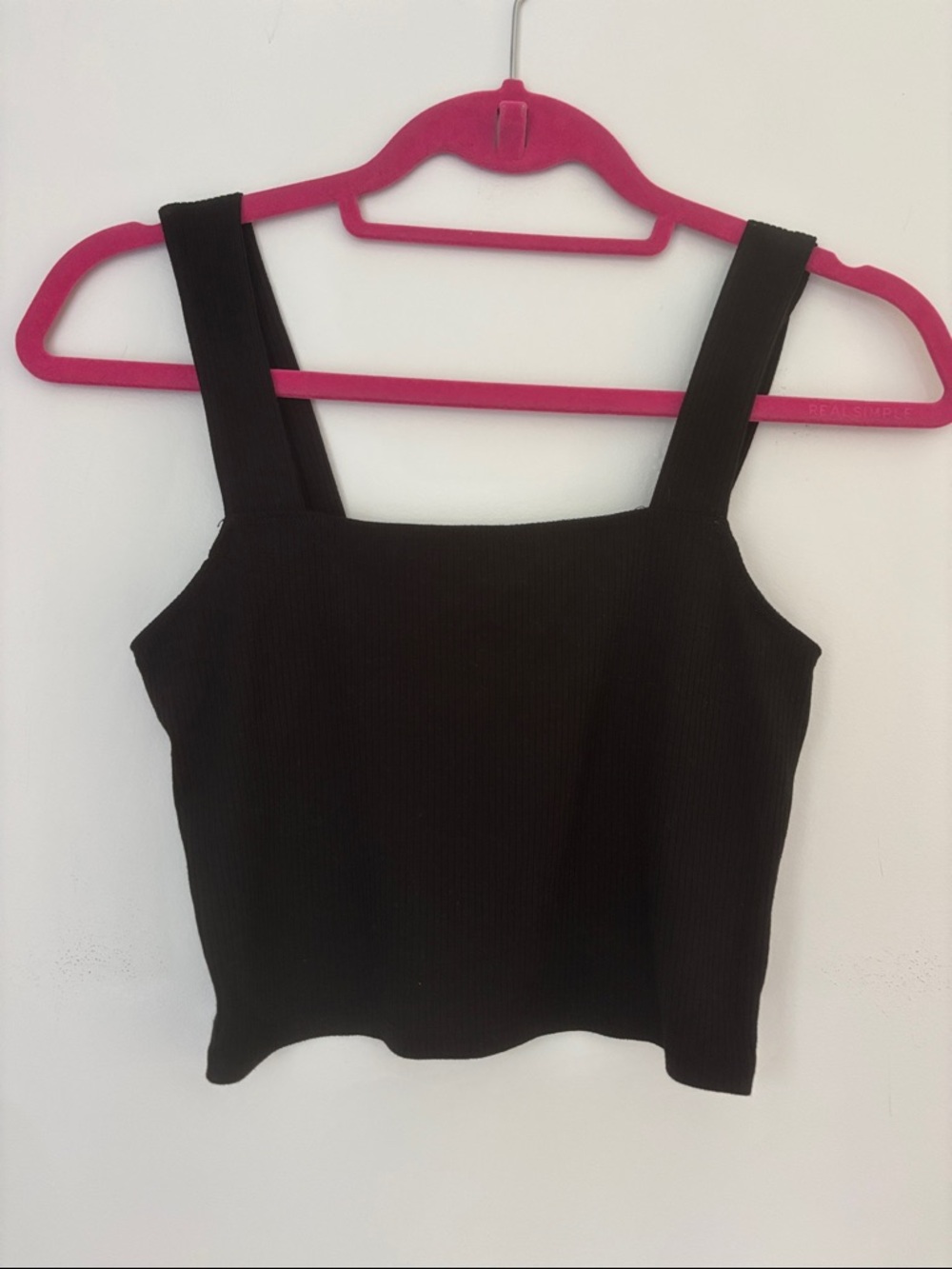 American Eagle Black Ribbed Cropped Tank Top Size Small